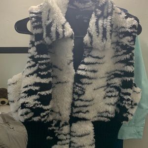 Black and white fur vest